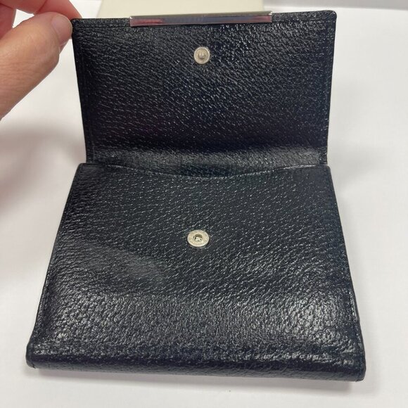 Gucci Black Leather Compact Wallet w/ Silver-tone Hardware - Preowned - Picture 8 of 14